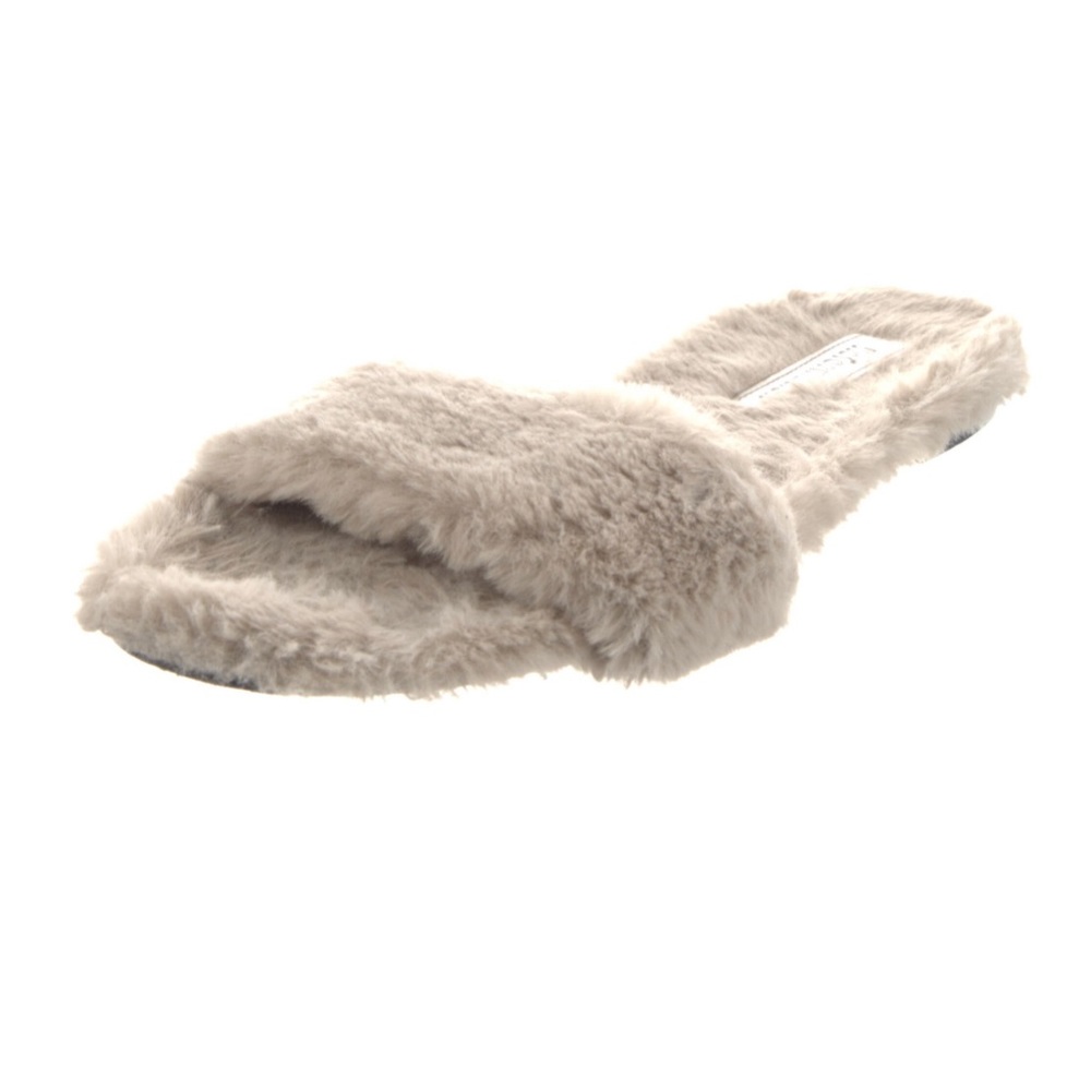 Reformation fir fur trim slides size 8